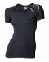 Женская компрессионная футболка 2XU Elite Compression Top W артикул WA3015a BLK/STL черная с серебряным логотипом №2
