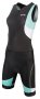 Женский стартовый костюм TYR Competitor Tri Suit Front Zip черный без рукавов с ментоловыми и белыми вставками артикул TCFXP6A 128 №1