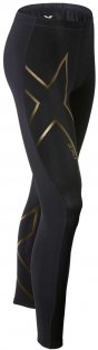 Компрессионные тайтсы 2XU Elite Merino Compression Long Tight MA2639b BLK/GLD черные с золотым лого