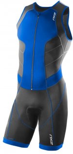 Мужской стартовый костюм 2XU черный с синим удлиненная молния на груди артикул MT3859d INK/CBB