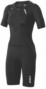 Женский стартовый костюм 2XU черный с удлиненными рукавами и молнией на груди артикул WT3618d BLK/BLK