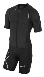 Мужской стартовый костюм 2XU с удлиненными рукавами черный вид спереди артикул MT3613d BLK/BLK