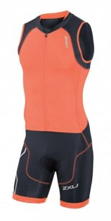 Мужской стартовый костюм 2XU оранжевый верх с молнией на груди