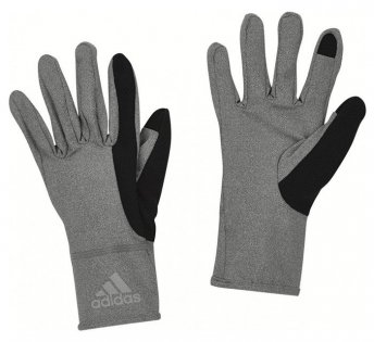 Перчатки Adidas Climalite Gloves артикул BP5425 серые с черным, на манжетах светооражающий логотип