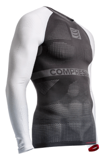 Компрессионная кофта Compressport ON/OFF Multisport TSON-LS90WH серая с белыми рукавами