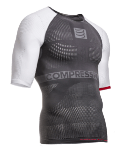 Компрессионная футболка Compressport ON/OFF Multisport TSON-SS90WH серая с белыми рукавами