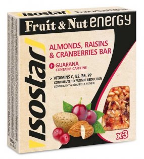 Набор Isostar Fruit and Nut Energy Bar 3 шт Миндаль, Изюм, Клюква