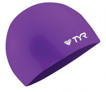 Шапочка для плавания TYR Silicone Cap Wrinkle Free артикул LCS 510 фиолетовая с белым логотипом