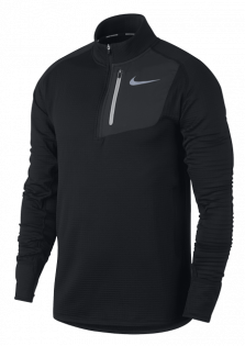 Кофта Nike Therma Sphere Element Running Top артикул 857829 011 черная на груди карман на молнии