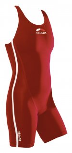 Женский стартовый костюм Skinfit Tri Suit Plasma красный с белыми полосками по бокам и логотипом