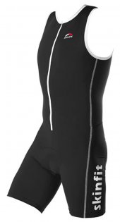 Стартовый костюм Skinfit Tri Suit Streamliner черный с белой молнией и логотипом
