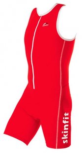 Стартовый костюм Skinfit Tri Suit Streamliner красный с белой молнией и логотипом