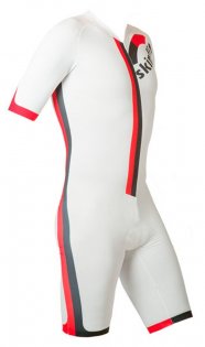 Стартовый костюм Skinfit Tri Suit Streamliner белый с красными и черными полосками