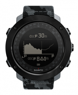 Часы Suunto Traverse черные с черным текстильным ремешком, на экране профиль высот