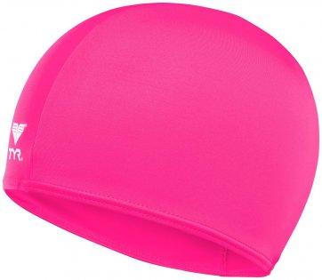 Шапочка для плавания TYR Solid Lycra Cap артикул LCY 670 розовая с белым логотипом