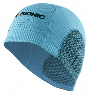 Шапка X-Bionic Soma Cap Light артикул O020232_A292 голубая с белой надписью и черными вставками в области ушей