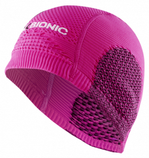 Шапка X-Bionic Soma Cap Light артикул O020232_P059 розовая с белой надписью впереди, и черными вставками в области ушей