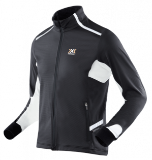 Куртка X-Bionic Winter SphereWind Light Jacket на молнии, черная с белым