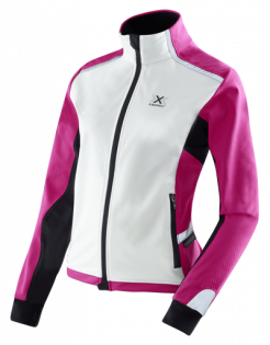 Женская куртка X-Bionic Winter SphereWind Light Jacket W белый перед, розовые рукава