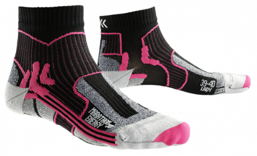 Женские носки X-Bionic X-Socks Marathon Energy W артикул X100095_B048 черные с серым и оранжевым