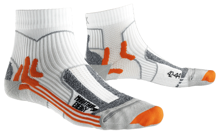 Носки X-Bionic X-Socks Marathon Energy белые с серым, оранжевыми полосками и мыском