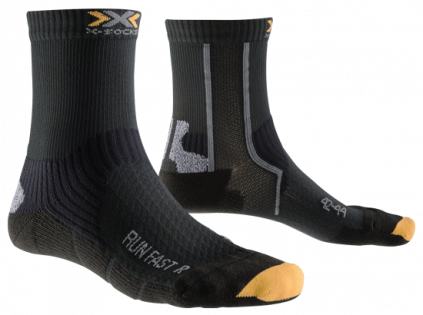 Носки X-Bionic X-Socks Run Fast артикул X100015_B000 черные с серым и оранжевым мыском