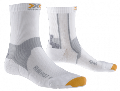 Носки X-Bionic X-Socks Run Fast белые с серым и оранжевым мыском