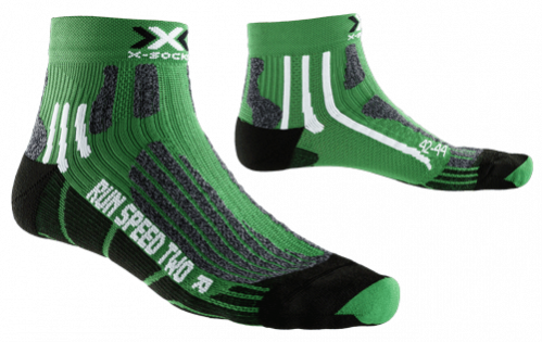Носки X-Bionic X-Socks Run Speed Two артикул X020432_E037 зеленые с черным, белыми полосками
