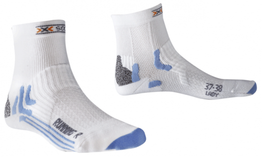 Женские носки X-Bionic X-Socks Short W белые с сиреневыми полосками и мыском