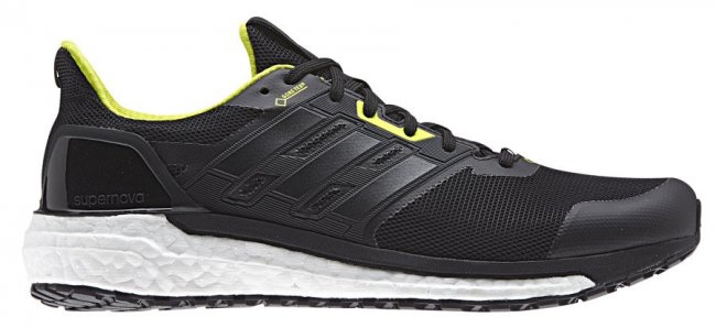 Кроссовки Adidas Supernova G-TX артикул BB3669 черные с желтой подкладкой