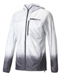 Куртка Adidas Terrex Agravic артикул AZ2174 с капюшоном, белая с серым градиентом, на груди карман на молнии