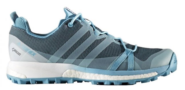 Женские кроссовки Adidas Terrex Agravic G-TX W артикул S80858 голубые сбоку три полосы