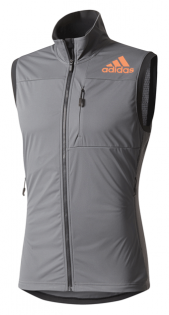 Жилетка Adidas Xperior Vest артикул BP8957 серая, слева на груди карман на молнии и оранжевый логотип