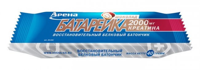 Батончик Арена Батарейка Протеиновый с креатином 40 g Шоколад 30006