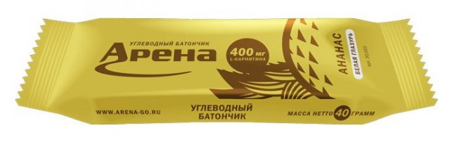 Батончик Арена Первая Углеводный с L-карнитином 40 g Ананас 30003