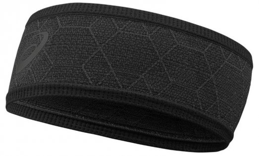 Повязка Asics Headband Graphic артикул 146818 0904 черная с серой графикой и логотипом