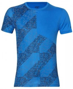 Футболка Asics Lite-Show Short Sleeve Top голубая с синим и светоотражающим принтом