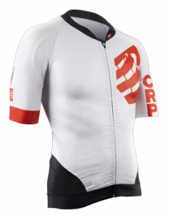 Велоджерси с коротким рукавом Compressport Cycling ON/OFF Maillot артикул TSONCY-SS00 белая с черным с красным логотипом