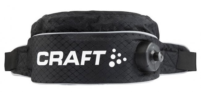 Сумка на пояс Craft New Athlete Drink Bag 1904300 9999 черная с белым логотипом, с фляжкой