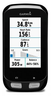 Велокомпьютер Garmin Edge 1000 на экране расстояние, пульс, каденс, мощность