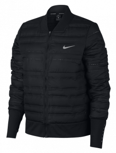 Женская куртка Nike Aeroloft Running Jacket W артикул 856634 010 черная на молнии с зонами утепления и перфорации