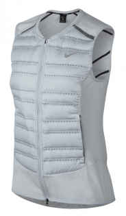 Женская жилетка Nike Aeroloft Running Vest W артикул 856636 043 серая на молнии, на груди зоны утепления и вентиляции