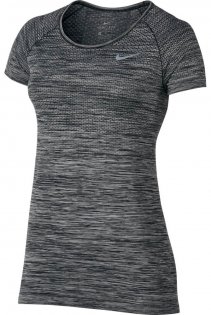 Женская футболка Nike Dri-Fit Knit Top Short Sleeve W 831498 010 серая логотип на груди