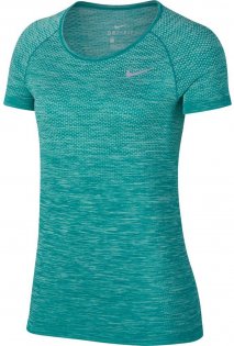 Женская футболка Nike Dri-Fit Knit Top Short Sleeve W 831498 357 голубая логотип на груди