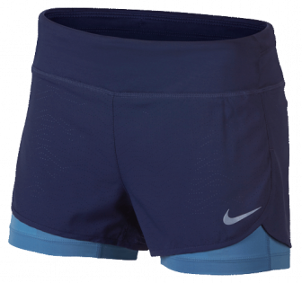 Женские шорты Nike Flex 2 in 1 Running Short синего цвета с голубой подкладкой 831552 430