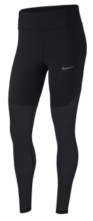 Тайтсы Nike Power Epic Lux Tight Cool W черные с широким поясом на левой ноге логотип