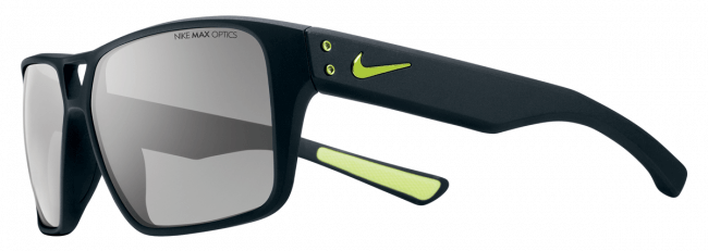 Спортивные очки Nike Vision Charger черная оправа и дужки, серые линзы, зеленый логотип