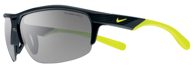 Спортивные очки Nike Vision Run X2 черная оправа с салатовыми дужками и логотипом