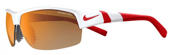 Спортивные очки Nike Vision Show X2 белая оправа, с красными дужками и оранжевыми линзами