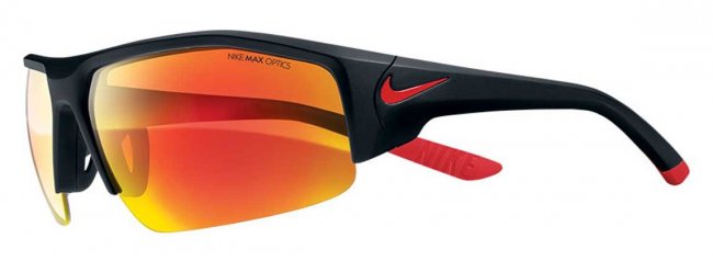 Спортивные очки Nike Vision Skylon Ace Xv R черная оправа и дужки, оранжевые линзы, красный логотип